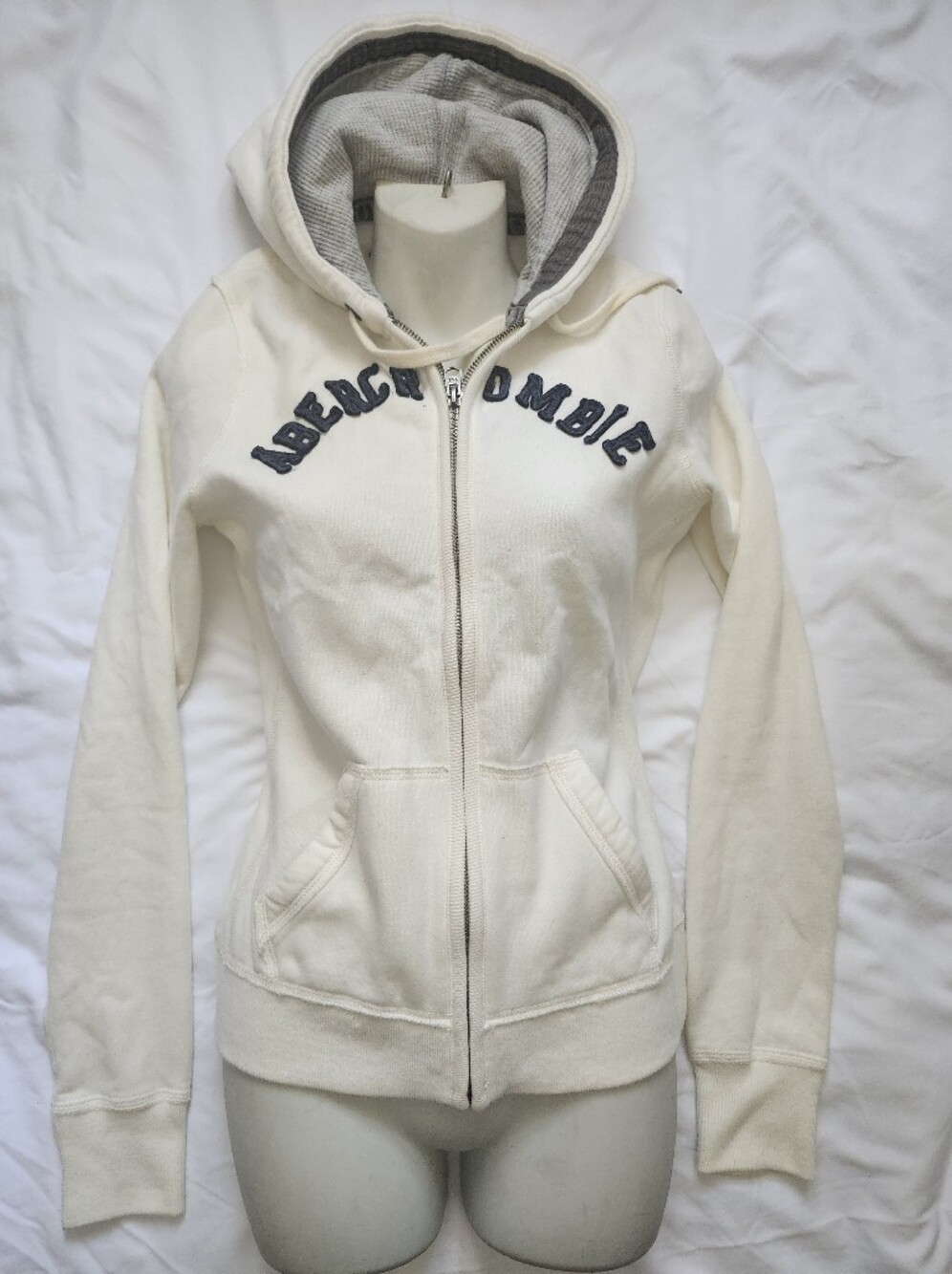 Abercrombie & Fitch Cream Zip-Up Hoodie